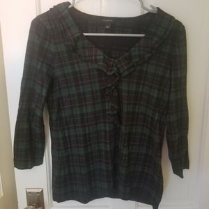 Talbots Plaid 3/4 Sleeve Top